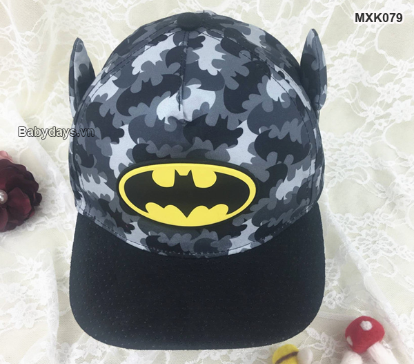 Mặt trước mũ nón hiphop Batman cho bé MXK079